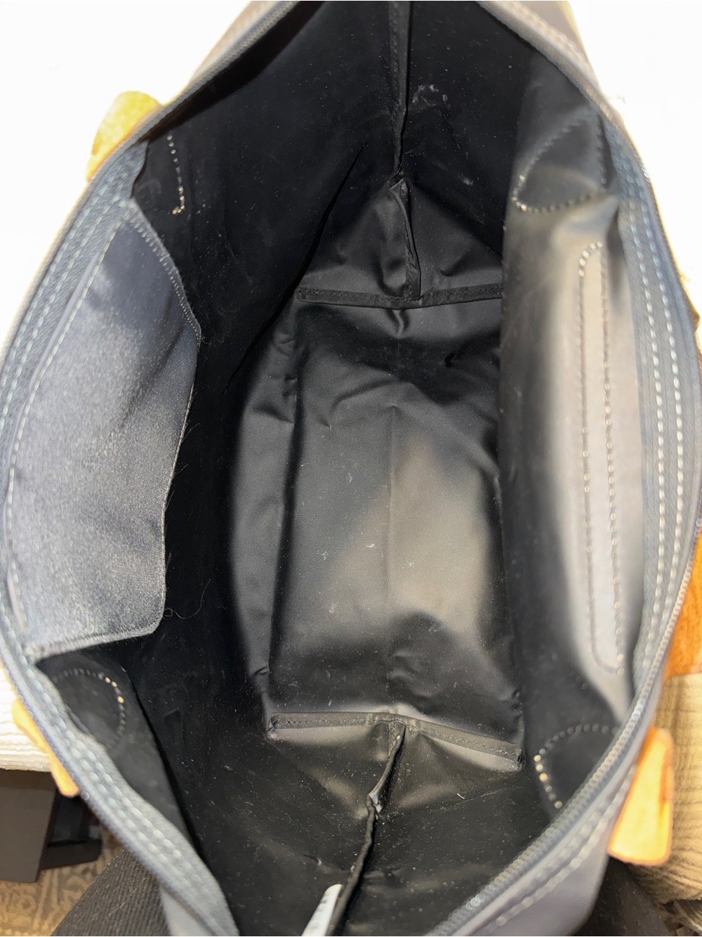 Longchamp Le Pliage Small Dark Gray Nylon Shoulder Tote Brown Leather - Picture 8 of 12